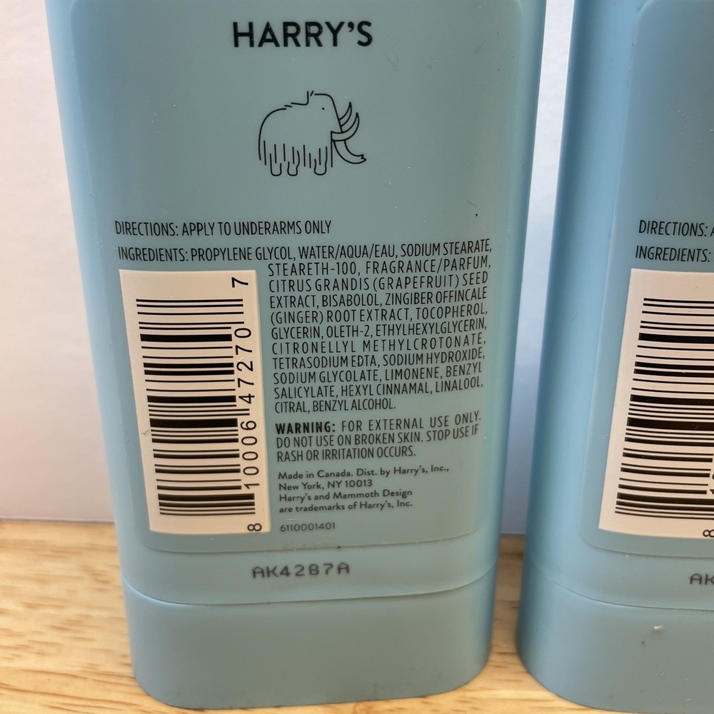 NEW! Harry's Odor Control Deodorant Stone Set of 3 Aluminum Paraben Free 2.5 Oz - Picture 3 of 3